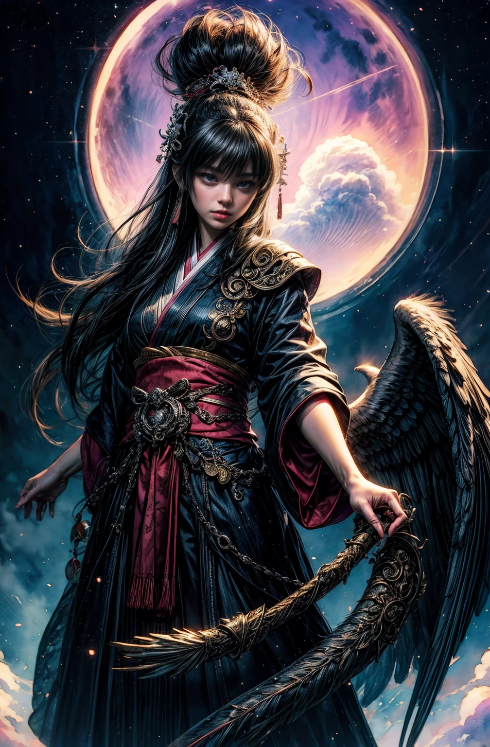 (Tabletop, Highest qualityの, Highest quality, Official Art, (beautifully、aesthetic:1.4), (Watercolor:1.4) ), (Izanami 1.5), 日本のgod話の女god, Majestic beauty, 創造の女god、生命の女god、Typically、((((Typically))))、Reincarnation Support, god'Grace, Gentle and meditative expressions, Flowing, celestial garments, Shine、Created all the landscapes and worlds on Earth, A dazzling dance of light, Whispers of Ancient Legends,Hands below chest level,The hair is a little shorter