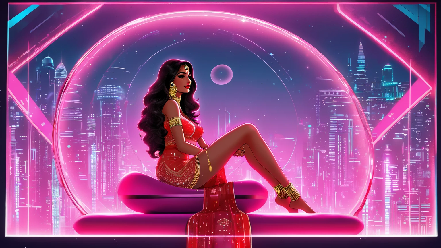 Desi BBW bhabi hot neon scenary alien planet background day nostalgia