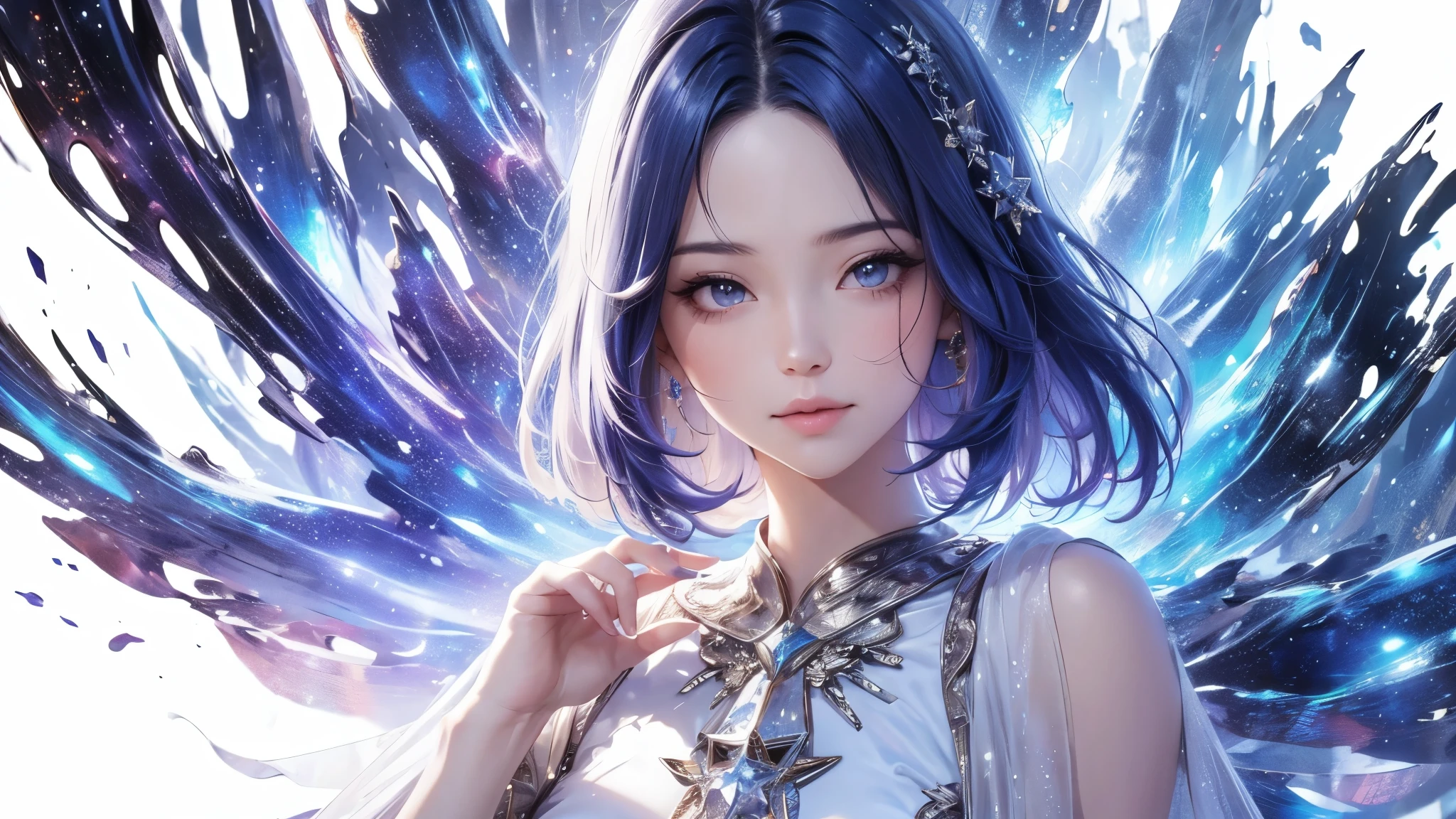 (absurdres, highres, ultra detailed), 1girl, solo, extremely detailed eyes, (official art, beautiful and aesthetic:1.2), (fractal art:1.3), colorful, highest detailed