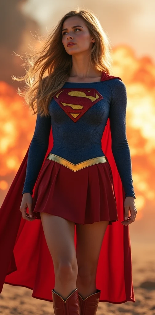 Foto RAW, jenna coleman como Supergirl, (pele altamente detalhada: 1.2), 8k UHD, DSLR, soft-lighting, alta qualidade, grain of film, Fujifilm XT3