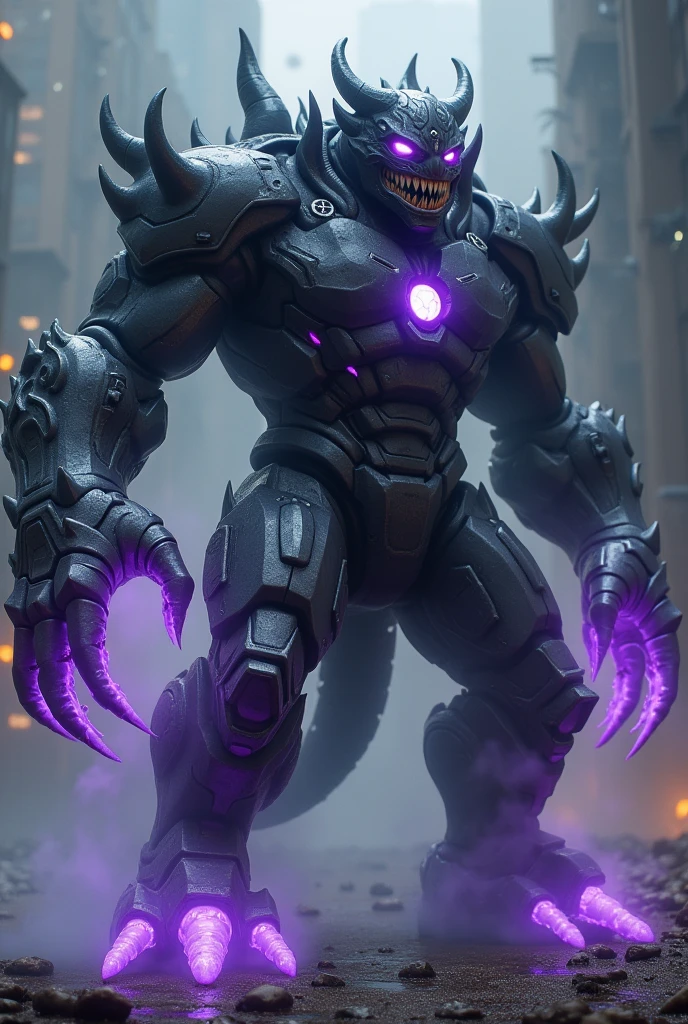 (ultra-detailed,highres),(best quality,photorealistic),(full body),(vivid color palette),(powerful attack posture),(fierce gaze),(Monstro Violeta),(sharp focus),(physically-based rendering),(intense lighting),(intricate details),(painterly style)