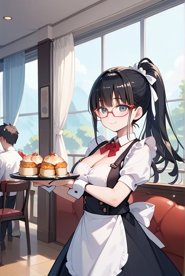  black hair、 ponytail、Glasses、Taisho Romance、Japanese teahouses、Waiter