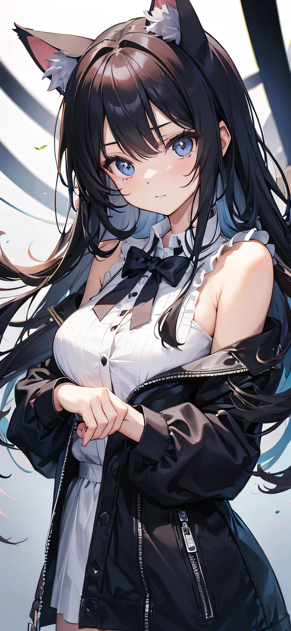 masterpiece,highest quality,One Girl,Black hair two side up,Dark blue gradient hair,Wavy middle hair,Ruffled blouse,black belted skirt,Ribbon decoration,Fishnet tights,meaty body shape,Embarrassed expression,Empty eyes,She&#39;s flipping up her skirt,（panty shot）,cameltoe,panty focus,（from below）,ahegao,nsfw