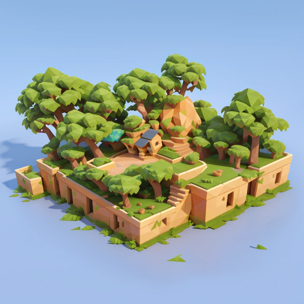 An isometrically complete tiny world，jungle景观, several animals inside , 3d rendering style, jungle环境,  isometric 3D fantasy island , 3d Low Polygon Rendering, 3 d Low Polygon Rendering,  stylized 3D rendering , jungle环境,  low polygon 3D rendering , Low Polygon Rendering,  isometric projection of a small island in the sky , a Low Polygon Rendering, jungle景观,((masterpiece,  better quality)),3D Rendering，Miniature Landscape，lowpoly,Ultra HD 8K, clearly focuses , Very Detailed ,Professional lighting,Color details，jungle， Amazon rainforest ，vine，Wild Boar， rainforest plants ， stone ，vine，Clean background