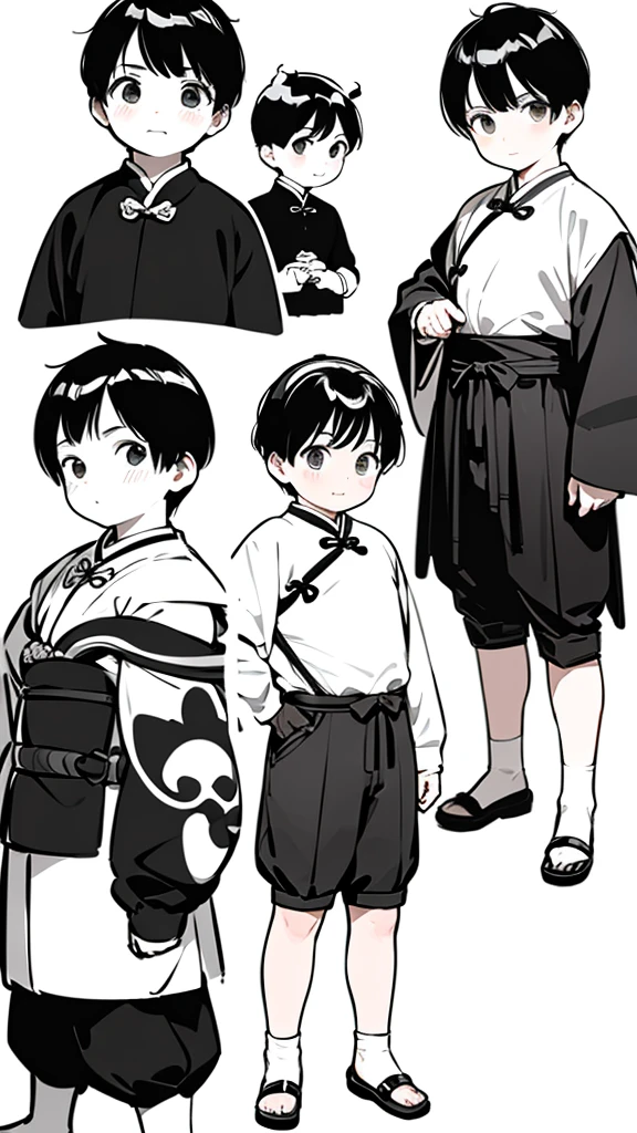 ((whole body)),Boy with animal ears     、         no background、        cute Chinese boy model sheet  、       depicts the same character from 3 angles  、 There is only 1 type of clothing、