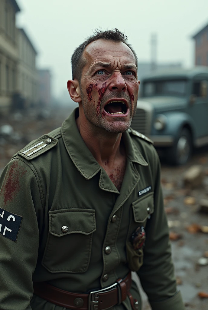 (best quality,highres,masterpiece:1.2),ultra-detailed,(realistic,photorealistic,photo-realistic:1.37),zombie,deformed face with wounds,black eyes,worms coming out of the face,dark atmosphere,sad, blood, driver, hat