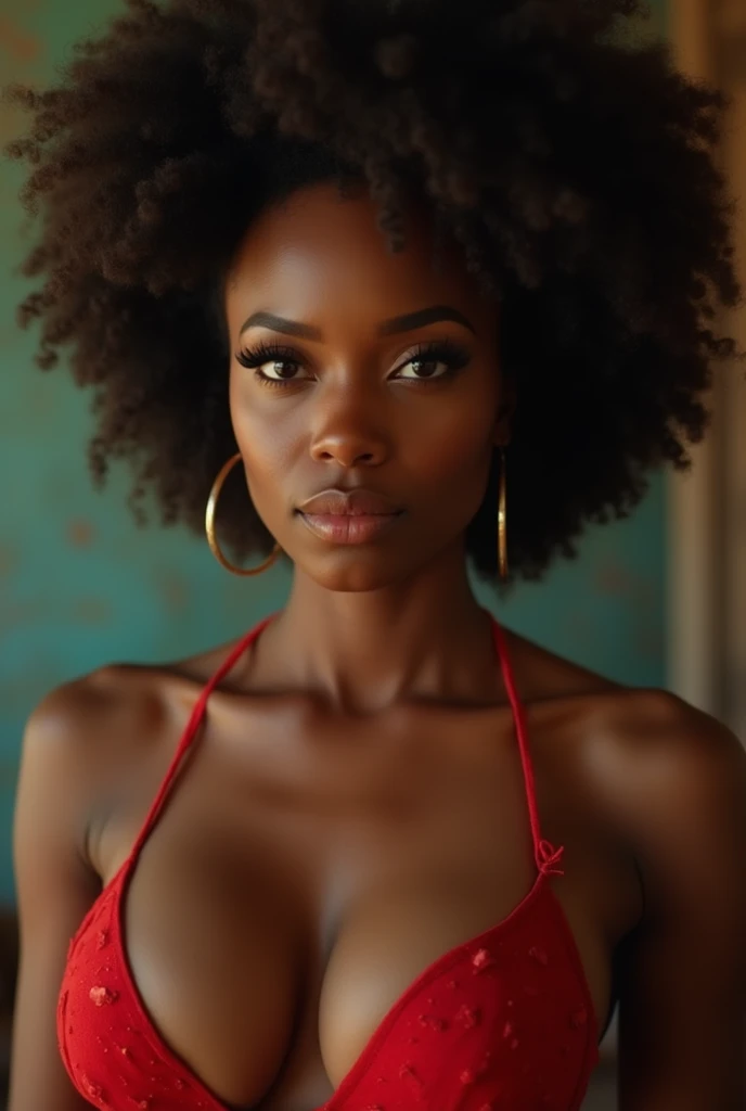 (photorealism:1.2), portrait of lighter skin black woman with short curly blonde hair, thick juicy ass