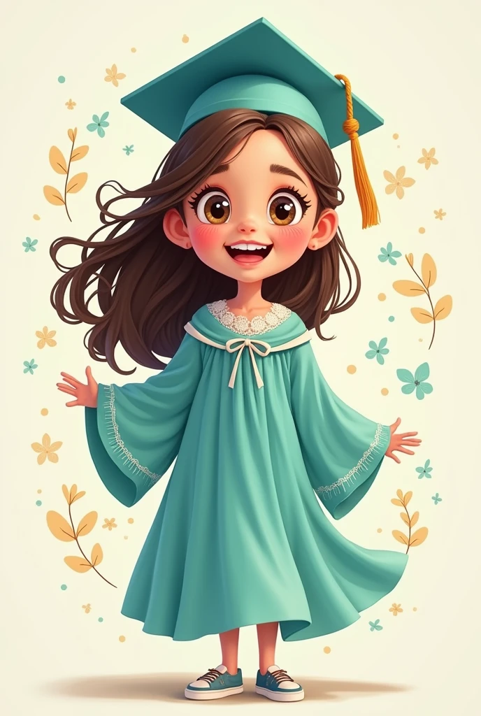 Create kids and abc 2024 graduation costume in the enchanted garden theme 