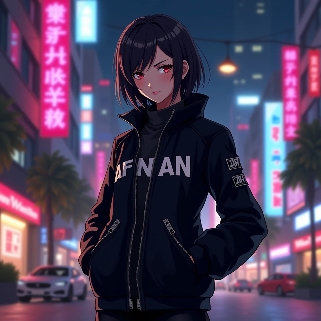 score_9, score_8_up, score_7_up, score_6_up, score_5_up, score_4_up, source_anime, BREAK <lora:Ilya_Kuvshinov_Artist_STL3_ponyXL:1>
1girl, smile, adorable face ,green eyes , hacker,cowboy shot, cyberpunk, scifi hooded jacket, neon lights,in a alleyway , short hair, black hair, cables in the background , glowing signs,