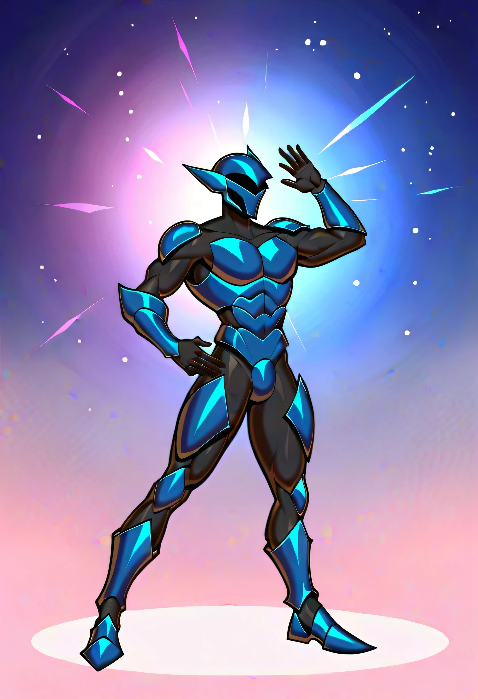 [1] A solitary warrior in midnight-blue armor, full-body pose, male, man, solo, facing a cosmic abyss, eyes reflecting distant galaxies; [2] Armor embedded with constellations, emitting a soft astral glow; [3] Celestial battleground floating in space, cosmic storms and stellar explosions;  male in armor, [4] A surreal atmosphere of cosmic warfare, a sense of solitude amidst the vastness of the universe; [5] Illustration; [6] Digital art with emphasis on cosmic details and luminosity, 8k.