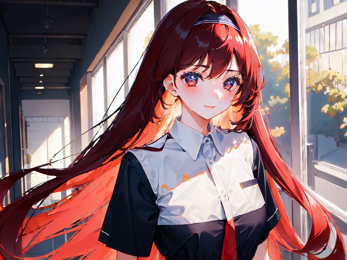  school uniform, Beautiful girl with strong lower body with short red hair , Slender body and elegant long black hair style . , Glamorous body with long blond hairstyle and black headband,Three beautiful girls, absurd,  high resolution,  The highly detailed , HDR, masterpiece,  best quality,  extremely detailed faces, delicate features,#Three people,#Three characters ,3 girls,((3 girls)) (3 girls: 2.1) 3 people each have a different hair style color ,japan ,schoolgirl ,Looking at Me ,smiling face,Sternum, high resolution, masterpiece, accurate,  Top Quality,  high detail,  Looking at viewers, Beauty, Clear Eyes ,Long hair,Big Haired ,(( Top Quality, Amazing quality,  is very aesthetic,  high resolution, Correction , soft lines,  Excellent Color , shiny skin  ))Tsundere　 female main 　The background is blurry ,　,Gweiz's style artwork、 beautiful animation、 Alone　、 beautiful animation girl、 beautiful animation girl、 anime girl 、 anime style 。8k、 Bowater's art style 、 Beautiful digital illustration 、 beautiful character painting 、 Stunning Anime Face Portrait  ,  official artwork , Lopa girl,  Lofi art style ,, Half-fish , Anime atmosphere, 富士フイルムと混ぜた anime style , Digital animation illustration,  animated wallpaper 4k ,　school