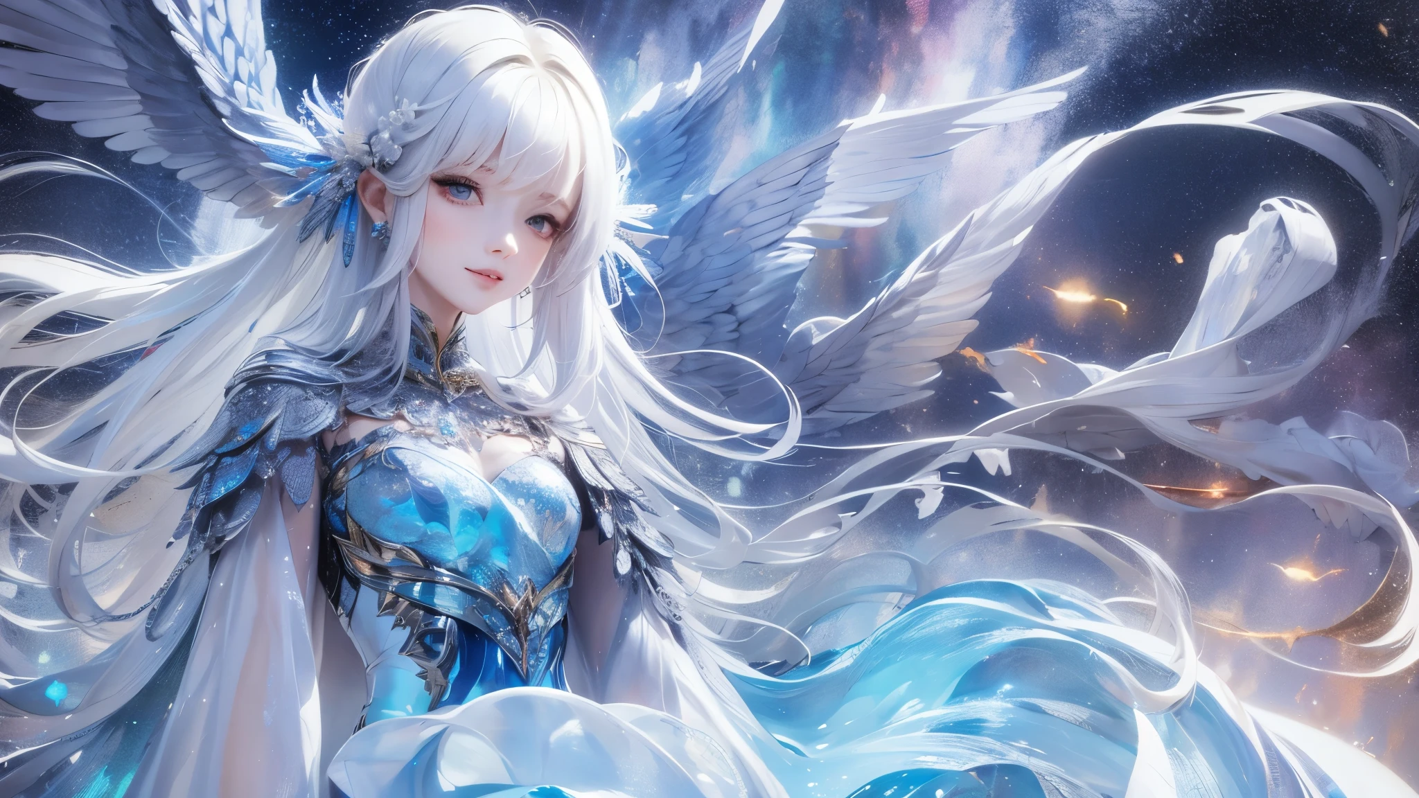 ((masterpiece)), ((( best quality))), (( Very detailed)), ((shape)),[ Realistic Light Effects ],shadow,( Fantasy Style ),(White background:1.6), simple background, (Earth Theme),(Cape)[(Hair Focus,(( one girl )),[( Big Slime Hair ): (Cloud Hair):0.3], (Background Hair ),( high saturation ),( Hair Surrounded by Galaxy Splash),)):(( Her Hair Is Made of Galactic Clouds ,:1.27628), ( Her Hair and Clothes Are Galactic Clouds and Star Clusters :1.1025),(Cape is becoming galaxy clouds).(see-through dress)
