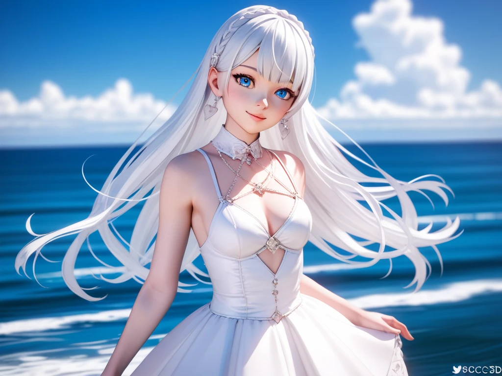 score_9, score_8_up, score_7_up, score_6_up, score_5_up, score_4_up, BREAK source_anime, rating_save ,beautiful female anime Girl with white hair all around  and blue eyes standing in front of a night sky,  Realistic animation 3D style ,  anime style . 8k,  anime style d 3d, soft animation cg art,  realistic young anime girl , live2d virtual YouTuber model ,  3d anime girl , render of a cute  3d anime girl , Girl with white hair all around ,  visual novel cg long hair wave white dress without bangs high quality, 