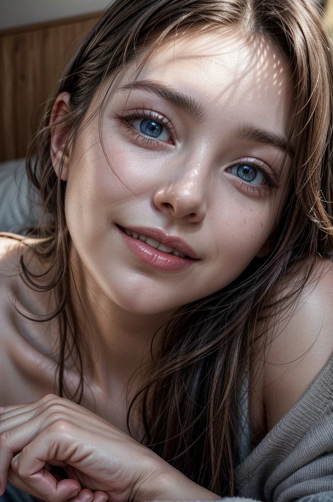 a nude woman, beautiful detailed eyes, beautiful detailed lips, extremely detailed face and skin, long eyelashes, elegant pose, natural lighting, golden hour, warm colors, soft focus, cinematic, award-winning photography, masterpiece, high quality, 8k, hyper realistic