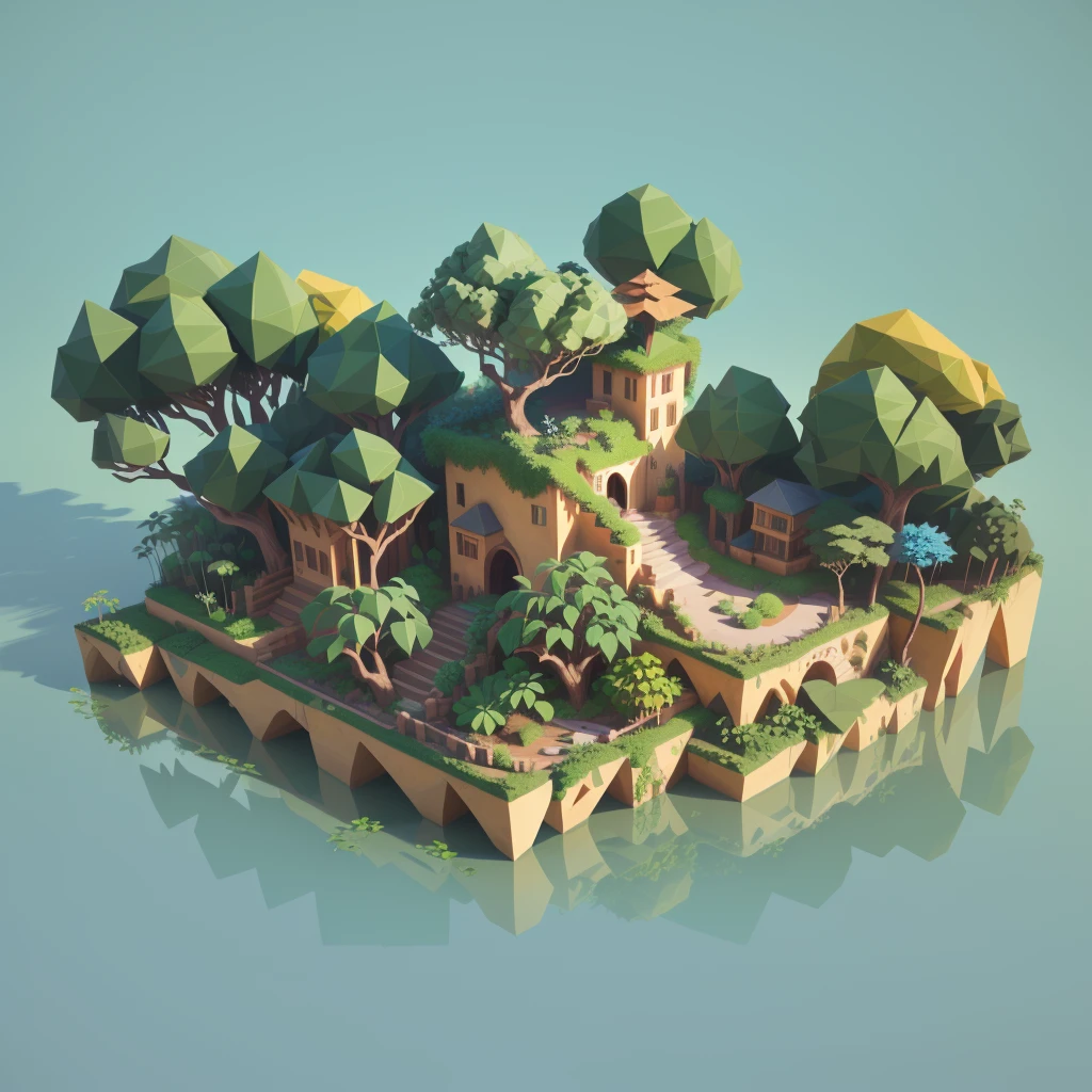 An isometrically complete tiny world，jungle景观, several animals inside , 3d rendering style, jungle环境,  isometric 3D fantasy island , 3d Low Polygon Rendering, 3 d Low Polygon Rendering,  stylized 3D rendering , jungle环境,  low polygon 3D rendering , Low Polygon Rendering,  isometric projection of a small island in the sky , a Low Polygon Rendering, jungle景观,((masterpiece,  better quality)),3D Rendering，Miniature Landscape，lowpoly,Ultra HD 8K, clearly focuses , Very Detailed ,Professional lighting,Color details，jungle， Amazon rainforest ，vine，Wild Boar， rainforest plants ， stone ，vine，Clean background