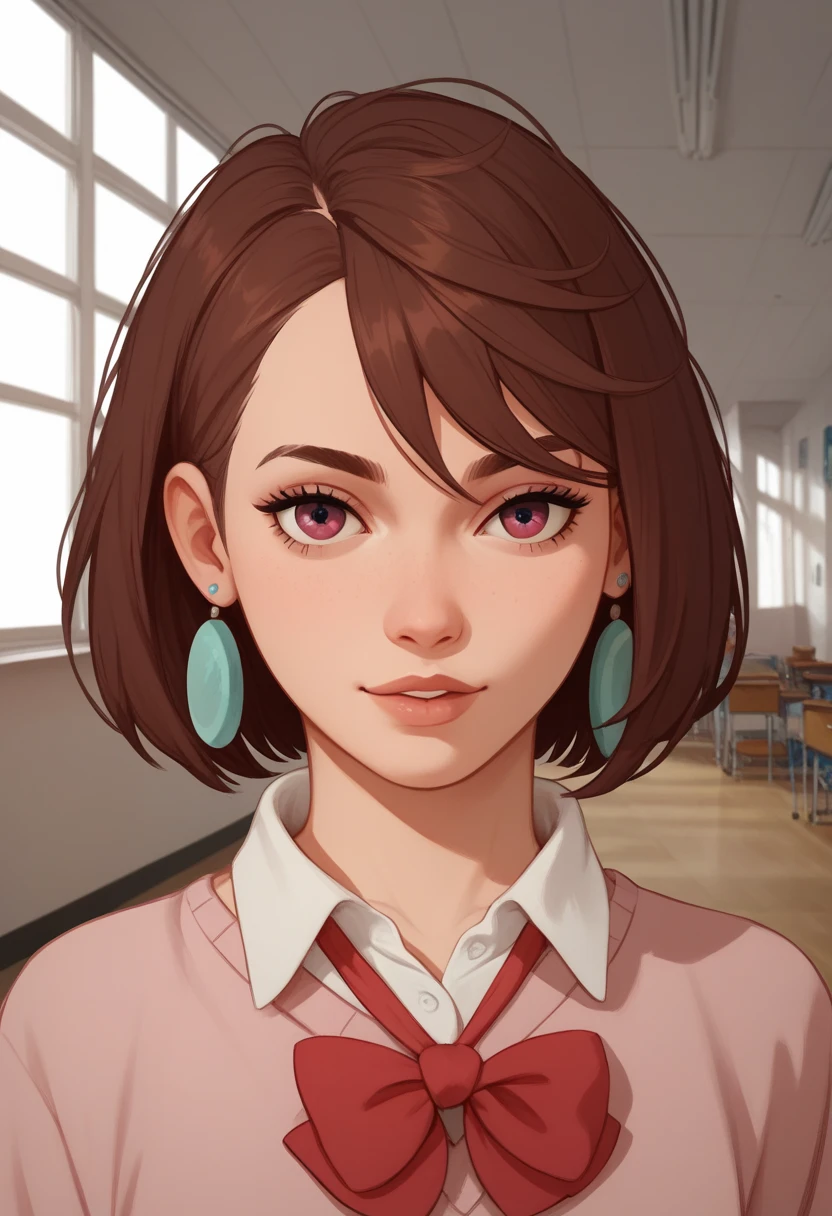 catalyst type,  short brown hair, student