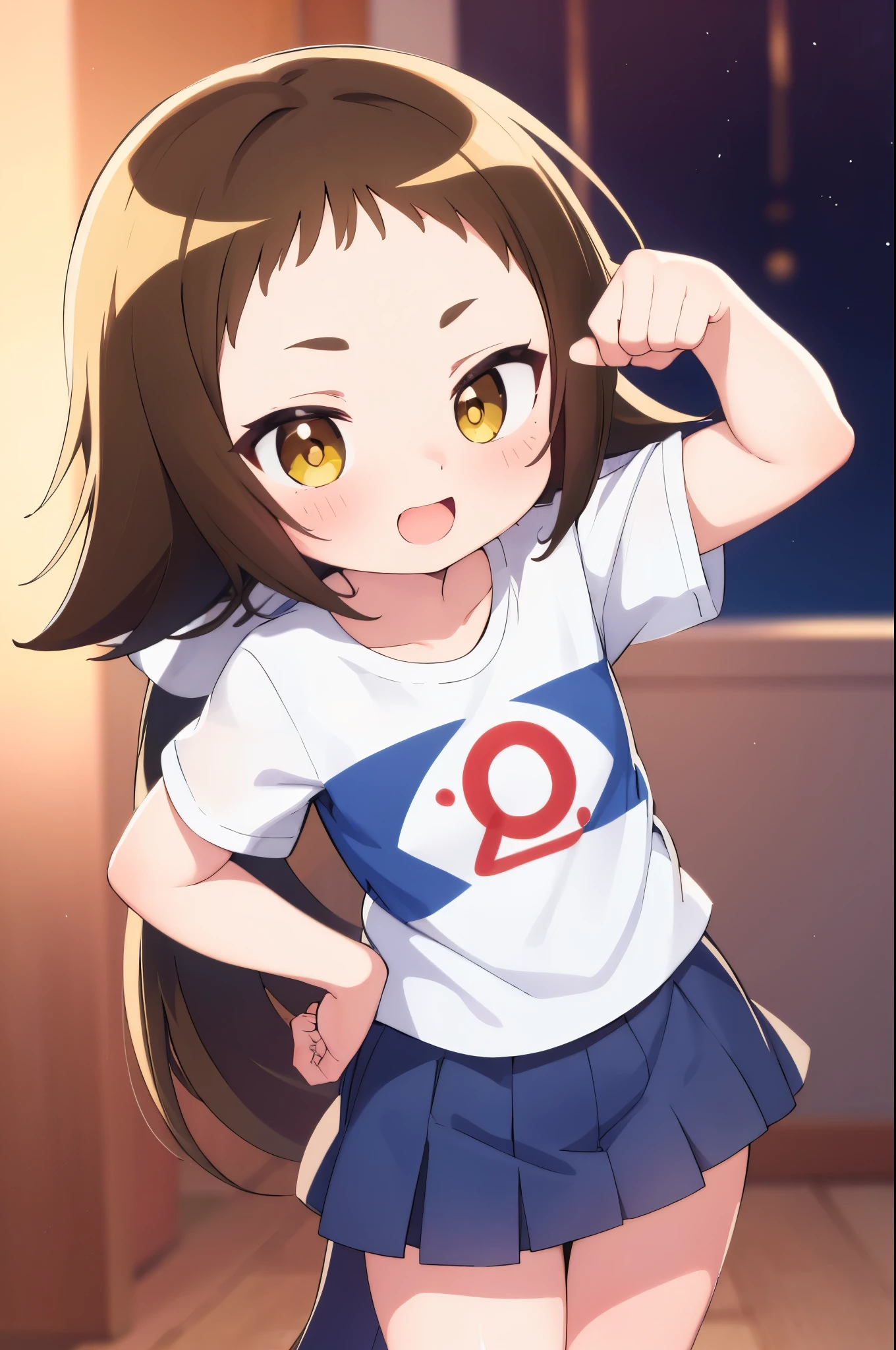 (((((**** face))))),(((((Mimine Mashiro))))),(((((paw pose))))),(((Star pattern background))),(((many spoken heart))),((( ponytail))),((( smaller))),((( embarrassing))),(((((blush))))),((( yellow eyes))),(((((ピンク色のT-Shirts))))),((((( Super Miniskirt ))))),(((((Short sleeve))))),(((((T-Shirts))))),((((( is short))))),((( white skin))), panties visible ,((((( s体型))))),(((((Thighs))))),((((( s))))),( chibi),( best quality),masterpiece, best quality, high definition , Very detailed,ultra  high definition ,One person, I feel the audience ,Detailed costume, skin texture, movie lighting, professional lighting ,((((( s))))), white panties,( flat chested),(a bit),cute,(((smile))),(((Brown Hair))), open mouth,fang