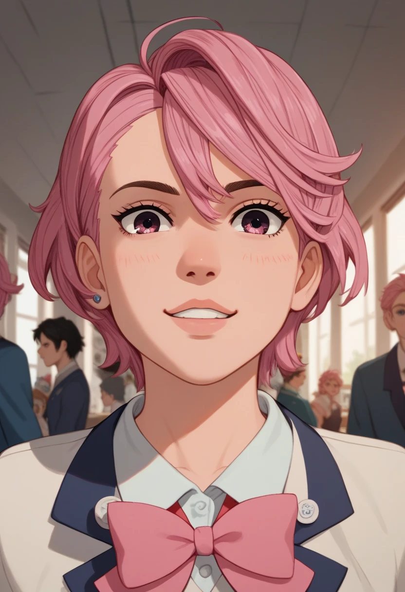 aira de dandadan,  short pink hair , student, abergonzada, innocent, nervousness,  avsugning