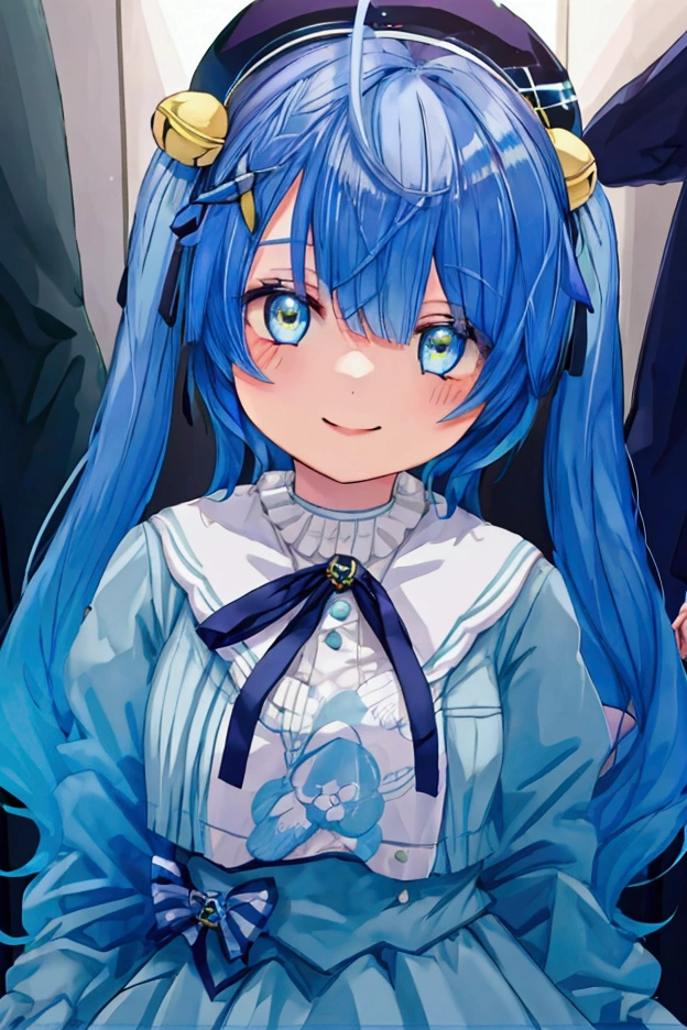  girl、smile、Blue Hair、 twin tails、Beret、amamiya kokoro 