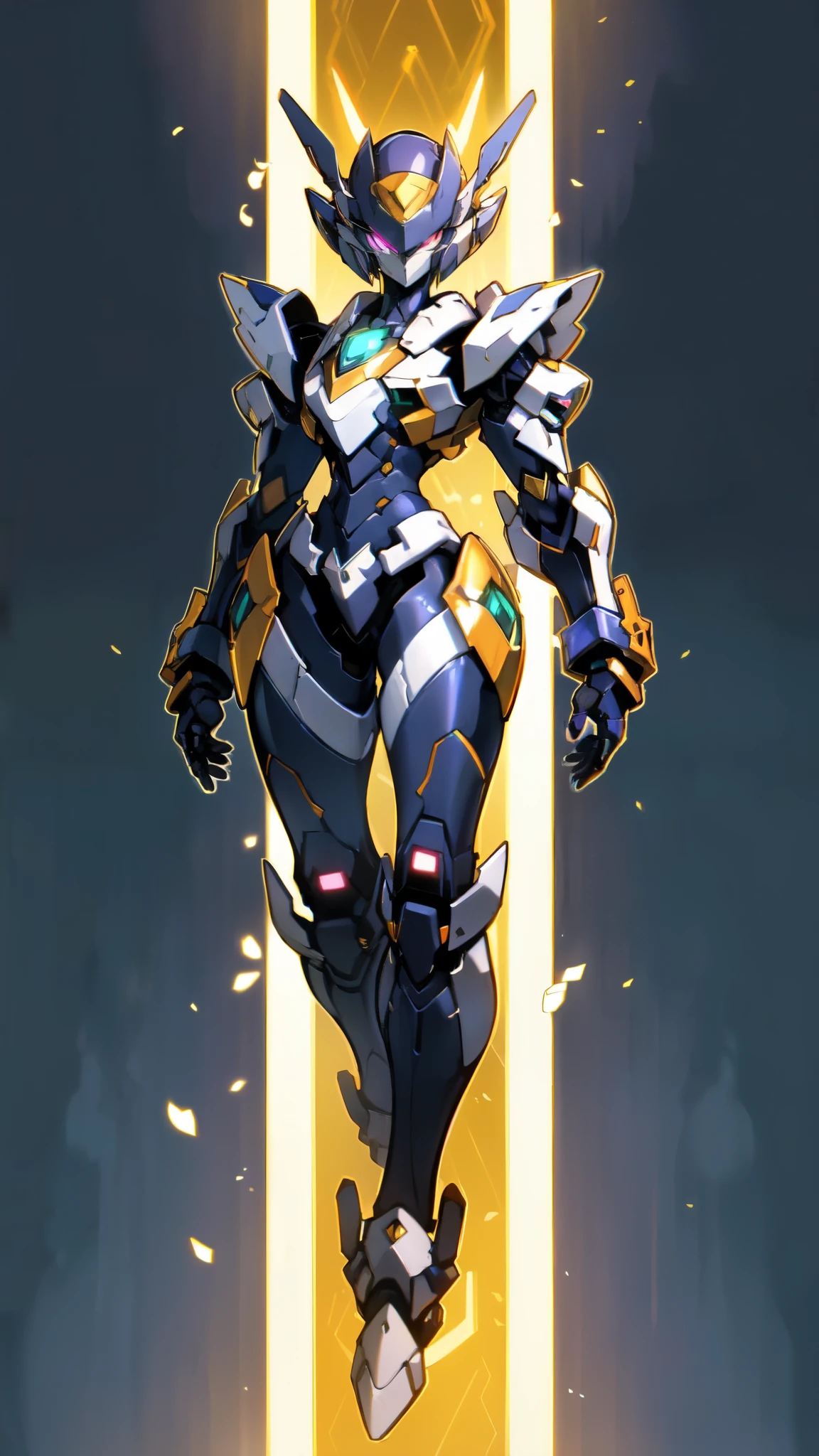 (masterpiece:1.5, best quality:1.5, extremely delicate:1.5), a woman wearing a full-face helmet, high-tech biomimetic armored combat suit, (a composite layered chest armor), the design balances heavy with agility, fully enclosed shoulder guards, matching arm and leg guards, a belt of gemstone, (the color scheme is primarily Purple with Blue and Yellow accents, Organic Biotech, Concept Inspired by Fox, glowing eyes, armor glows), stand of a futuristic sci-fi city, this character embodies a finely crafted fantasy-style armored hero in anime style, exquisite and mature art style, metallic, high definition, highres, ultra-detailed, ultra-fine painting, professional, perfect body proportions, golden ratio, anatomically correct, symmetrical face, extremely detailed eyes and face, high quality eyes, creativity, RAW photo, UHD, 32k, Natural light, cinematic lighting, (masterpiece-anatomy-perfect:1.2)