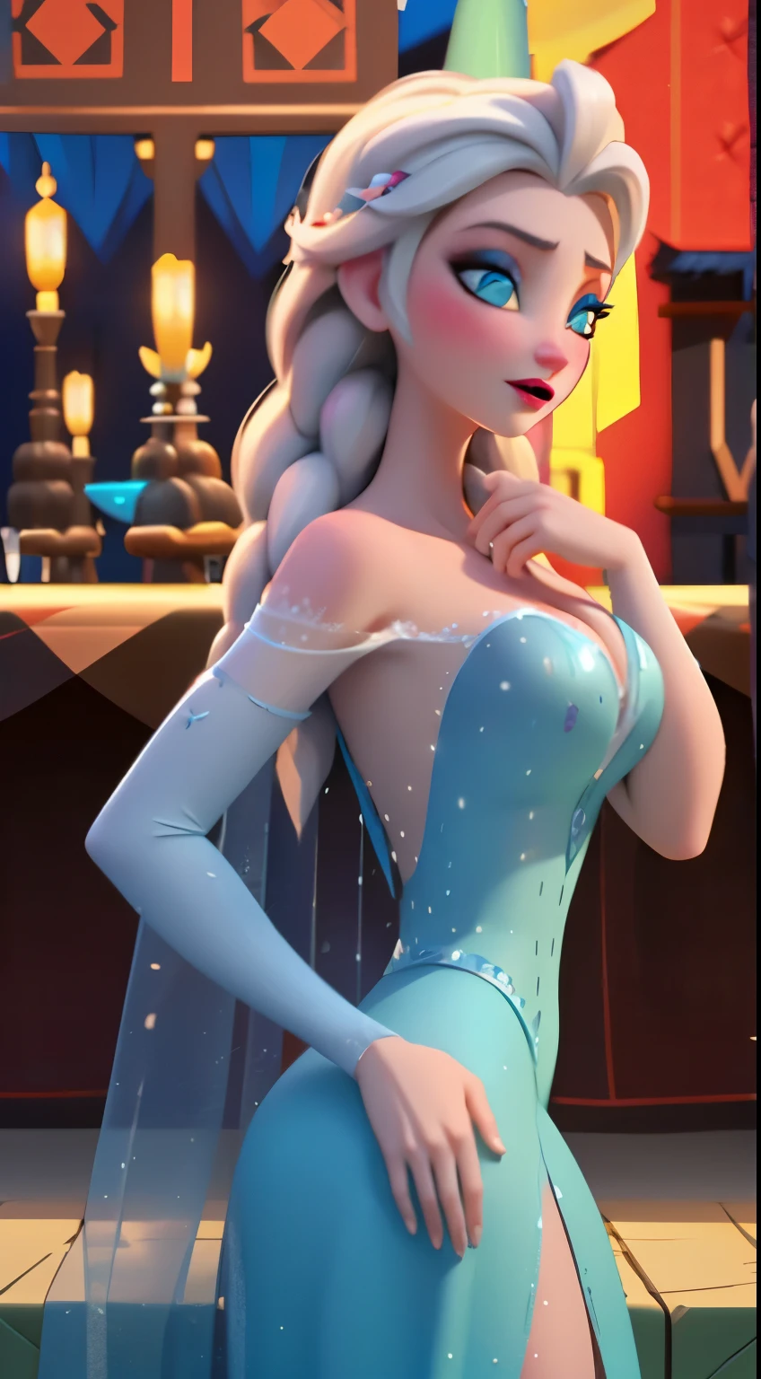 Elsa frozen Disney is very hot. busty. cutout. production