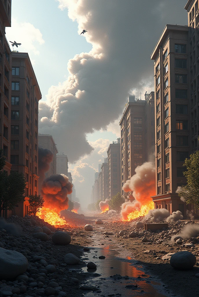 City destroyed after an explosion