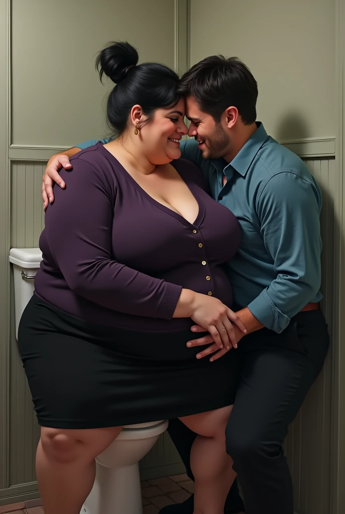 186cm 105kg male, Severely obese woman, 초Severely obese woman, affectionate obese couple, Facing each other, chest and stomach touching, Abdominal exposure, severe abdominal obesity, Women are fatter than men, Women weigh more than men, 8K, realistic