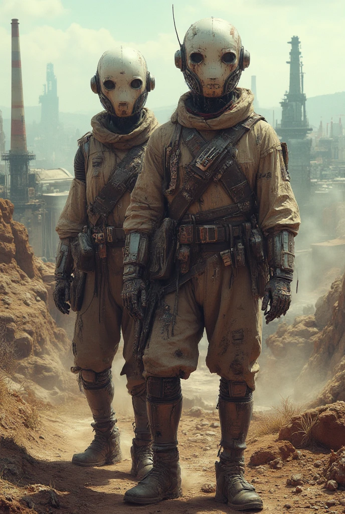 a detailed realistic wasteland rusty robot characters, cinematic shot on canon 5d, ultra skin intricate clothes accurate hands, macro image detailed, shots, badass look, action, perfect eyes, best quality, extremely sharp focus face, analog fine film grain, post apocalyptic, cinematic, realistic, trending artstation, focus, studio photo, details, highly rutkowski, scavenger world, desert punk, space colony, sci fi art, distant city, futuristic middle eastern, intricate, busy, raw, 4k, 8k, isometric, digital smog, pollution, toxic waste, chimneys and railroads, 3d render, octane volumetrics, sf, artwork masterpiece, ominous, matte painting movie poster, golden ratio, cgsociety, epic, vibrant, production character high quality model, by Tom Bagshaw, Esao Andrews, Tara McPherson, Loundraw
