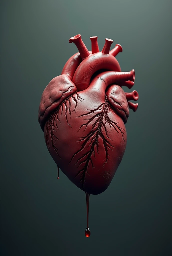 A bloody heart in the form of a drawing 