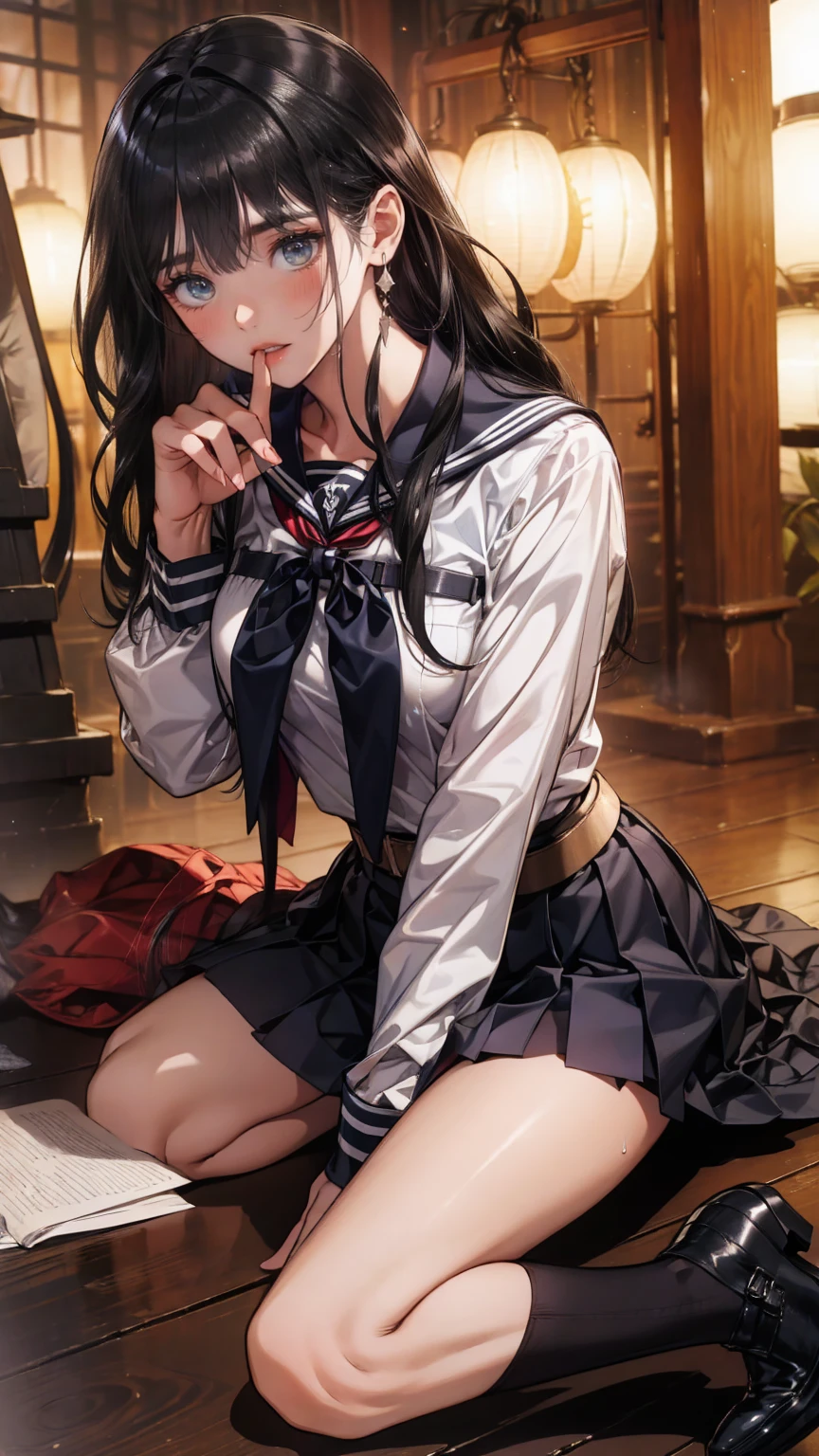 in a pub，The light is dim，Many strong men，Bar girls，a sailor suit，Superskirt，drenched all over the body，Standing or lying down or squatting or sitting or kneeling，Blonde or red or black hair，Long or short hair or double ponytail or single ponytail or curly hair。see-through transparent clothes，No underwear，Garbage all over the ground，Plenty of milky liquid，long leges，Delicate face，extreme detailed eyes，largeeyes，Large breasts，Clothes are tight，Tulle clothes，Happy smile