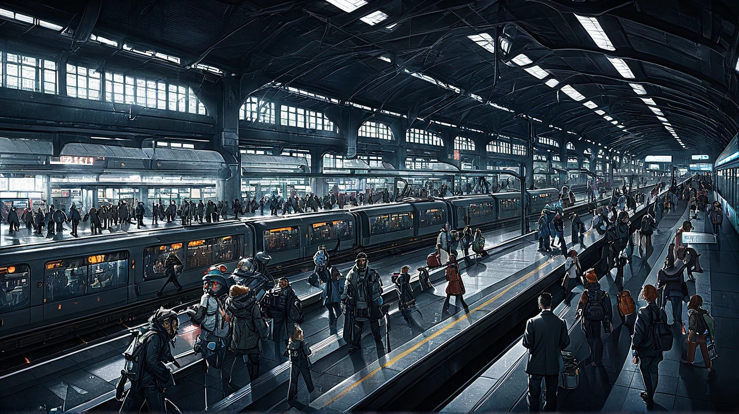 Busy Train Station, sci-fi