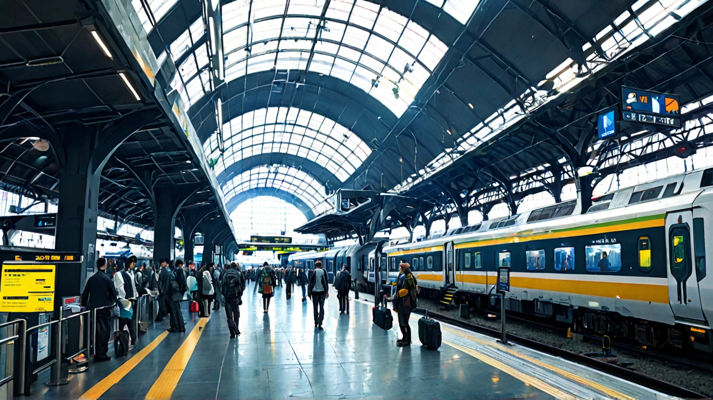 Busy Train Station, sci-fi