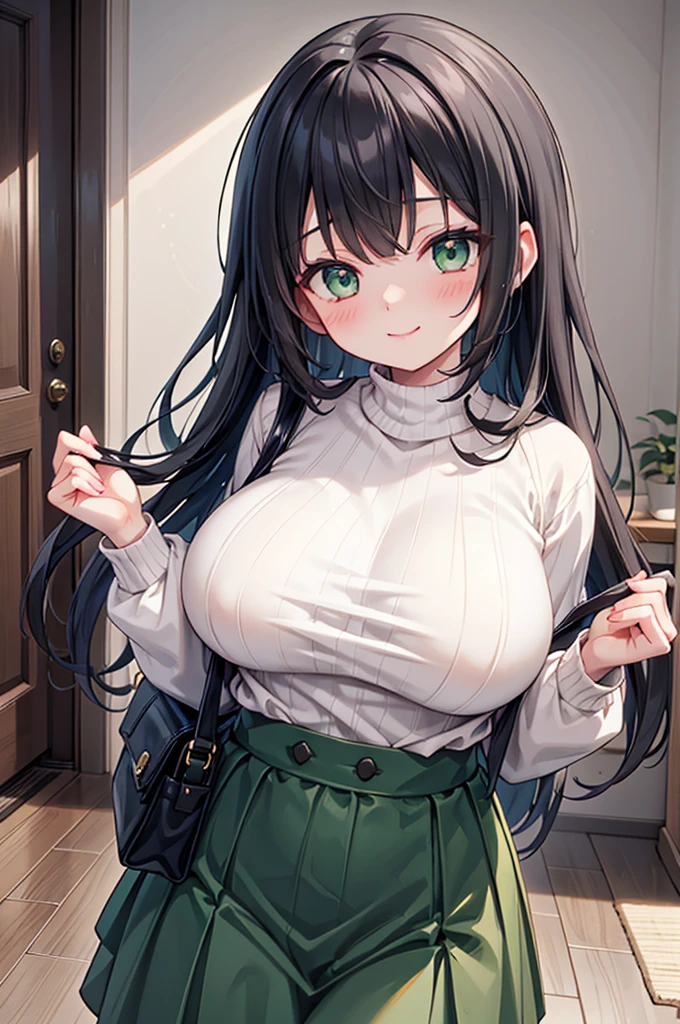 (masterpiece, highres, high resolution:1.2), anime 20 yo girl, portrait, shoulders up, illustration. drawn, dark blue hair woman, green eyes, blushing, solo, sad, sad face, freckles, big lips, huge breasts, perfect body, wearing a turtleneck sweater, anime girl, visible , visible nipples, shirt lift, blowjob
