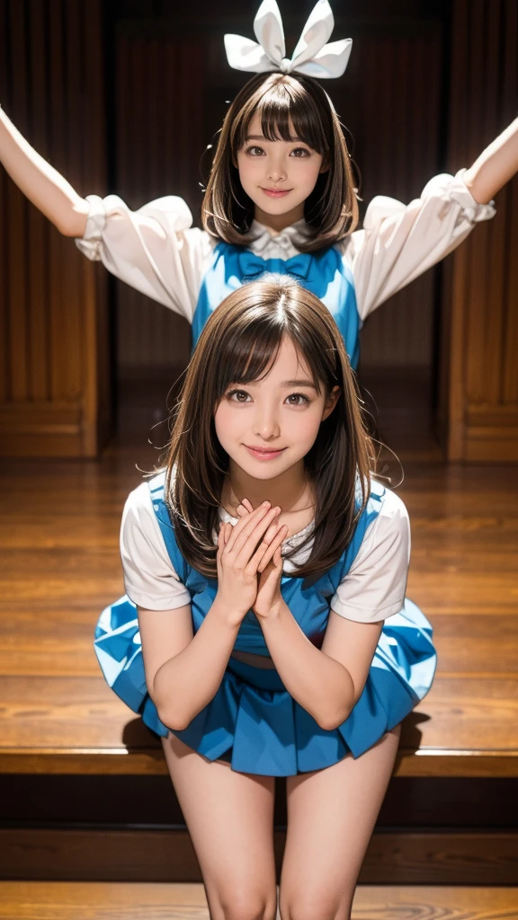 High-level, 8K Masterpiece TopQuality, Ultra-detailed CG, Absurd detailed wallpaper, PerfectLighting, Extremely detailed (((Personifying " teacher " as a KAWAII Girl))), Characteristic Items, aesthetic LifeLike Rendering, MysticSight, 
Haze Tyndall Scattering, (Studio GRAY Background with (Oodles Dazzling RainbowColorParticles (BokeH))), (((Assfocus)) RoundlyButts ThighGap),  (Exposed:0.66) 🔞  BREAK  (Acutance:0.8), (NOGIZAKA FaceVariations) Extremely Detailed very KAWAII FaceVariations, Childish CaptivatingGaze ElaboratePupils Detailed Eyes with (SparklingHighlights:1.28), (Voluminous LongEyelashes:0.88)、Glossy RedLips with beautiful details, CoquettishTongue, RosyCheeks, Radiant PearlSkin with Transparency, Glowing DowneyHair . { (Dynamic LifeLike expressions:1.4) | (:d) }, (large eyes:-1) . Corrected BabyLike hands, (((Corrected Baby Like hands))), presentingpanties,panties, holding,holding panties, (Long finger:-1.4)