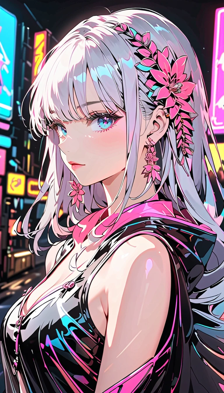 1girl, beautiful detailed eyes, beautiful detailed lips, hip-hop style outfit, street style fashion, urban jacket, urban city background, neon lights, vibrant colors, dynamic pose, graffiti art, cinematic lighting, , showing bare shoulders, cleavage,big breasts, 8k, high quality, cinematic, highly detailed, sharp focus,physically-based rendering,extreme detail description,professional,vivid colors,bokeh,portraits, long hair, shenhe, blue eyes, braided ponytail, earrings, eyelashes, eyeliner, eyes visible through hair, eyeshadow, hair between eyes, makeup, red eyeshadow, sidelocks, single earring, symbol-shaped pupils, tassel, tassel earrings, white hair, long hair, black gloves, mature female, unaestheticXL_bp5, (negative_v2 Color_Balance_Calibration:0.8), best quality, masterpiece), earrings, jewelry, makeup, lipstick, red lipstick, whole body, full body shot
