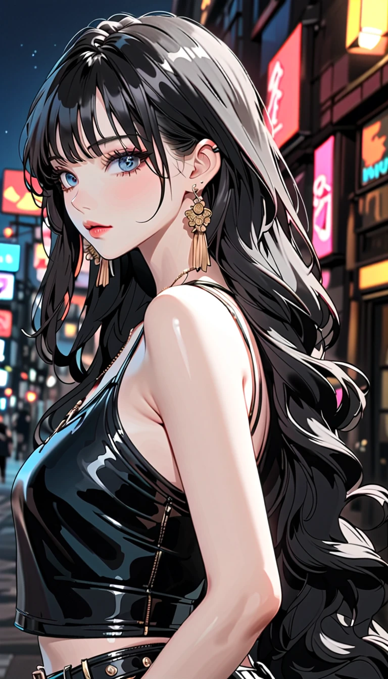 1girl, beautiful detailed eyes, beautiful detailed lips, hip-hop style outfit, street style fashion, urban jacket, urban city background, neon lights, vibrant colors, dynamic pose, graffiti art, cinematic lighting, , showing bare shoulders, cleavage,big breasts, 8k, high quality, cinematic, highly detailed, sharp focus,physically-based rendering,extreme detail description,professional,vivid colors,bokeh,portraits, long hair, shenhe, blue eyes, braided ponytail, earrings, eyelashes, eyeliner, eyes visible through hair, eyeshadow, hair between eyes, makeup, red eyeshadow, sidelocks, single earring, symbol-shaped pupils, tassel, tassel earrings, white hair, long hair, black gloves, mature female, unaestheticXL_bp5, (negative_v2 Color_Balance_Calibration:0.8), best quality, masterpiece), earrings, jewelry, makeup, lipstick, red lipstick, whole body, full body shot
