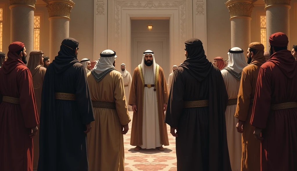Arab man and the servants