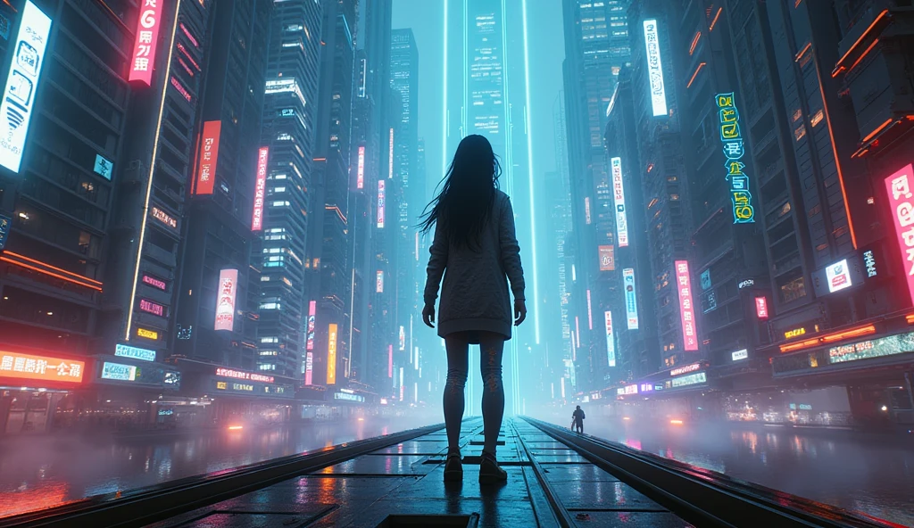 (masterpiece:1.2), best quality, highres, original, (extremely detailed:1.2), ultra-detailed, wallpaper, perfect lighting,(extremely detailed CG:1.2), 8k, anime illustration, 1boy, cross-dressing, long hair, light-blue hair, (cyberpunk fashion, short-sleeved T-shirt, knee-length skirt, lace hemline, delicate clothes, flat chest:1.2), flying a high-tech aircraft, futuristic city background, sci-fi city, (anatomically correct: 1.3)