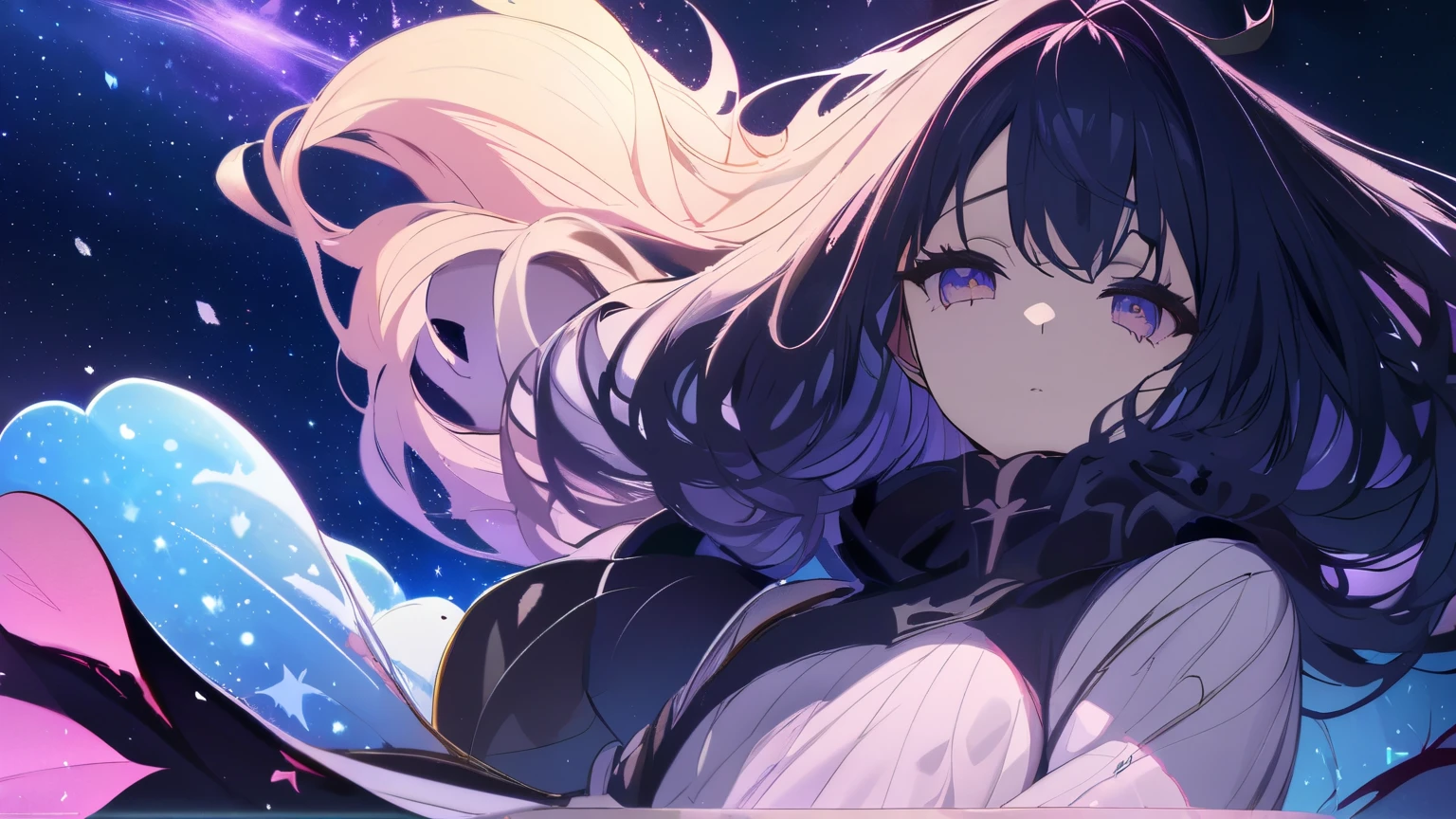 woman, Floating, sleep, night, masterpiece, best quality, Extremely Aesthetic, super high resolution, Dream Eater Tapir ,