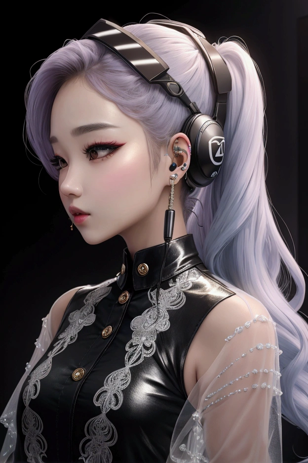 tem uma mulher com orelha de gato e vestido roxo, com orelhas de gato, inspirado em jennie (blackpink), cabelo roxo escuro, pastel gothic, olhar sexy, mulher com orelhas de gato, inspirado em Ren Renfa, avatar da segunda vida, idol, inspirado em Shukei Sesson, sexy facial expression