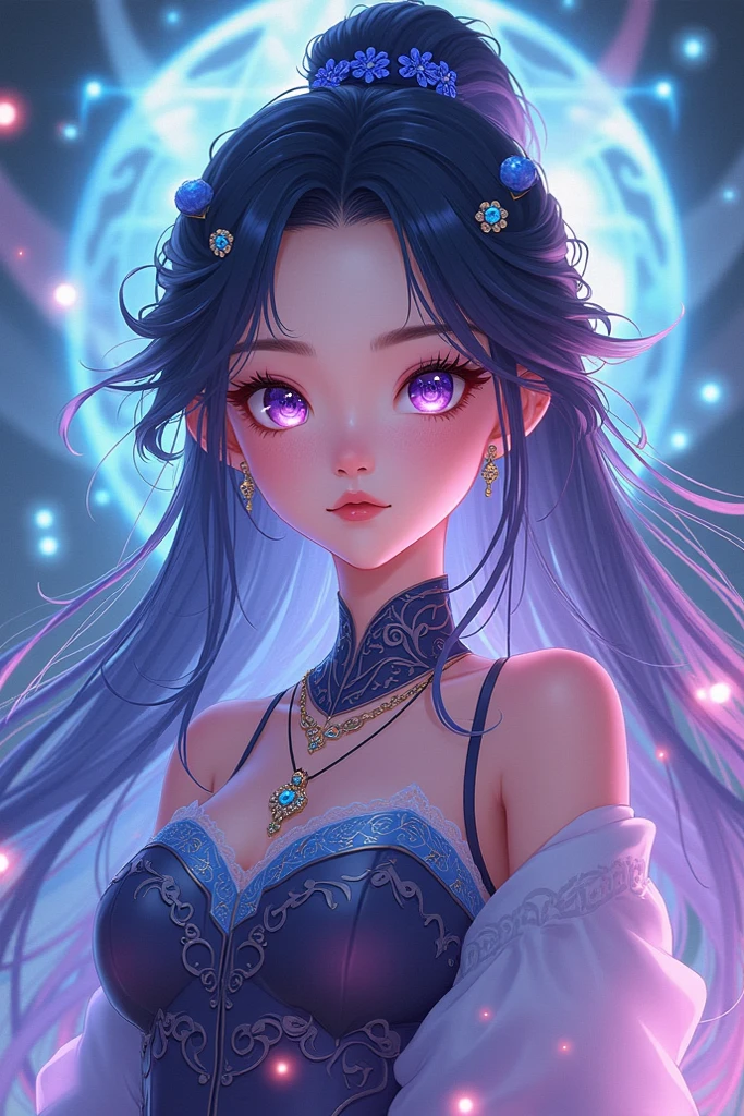 Miss Teal has sky-blue skin and black eyes. Her hair is dark-blue and her dress is also blue. SPARKLE; GLITTER