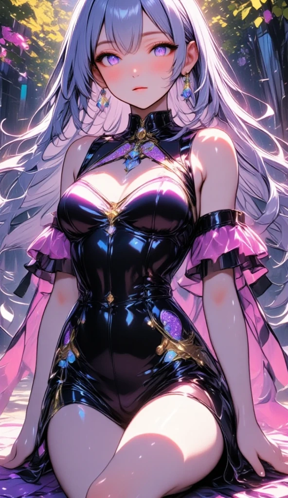  mature beautiful woman with ,( best quality, very detailed depiction , Incredible High Resolution ,High quality anime drawings),(Magical girl costume based on black and pink:2.0,Fluttering costume, latex bodysuit ,Body net suit, black tights, thigh-high boots),( green hair,Swirling Eyes:2.0,Purple Eyes, Hollow Eyes:2.0, Mind Control:2.0,hypnotism,Glossy lips, glamorous body, slender ,stoic,Empty look,Fall,Fallen into evil,Being manipulated,Beautiful legs, healthy legs), cowboy shot:2.0