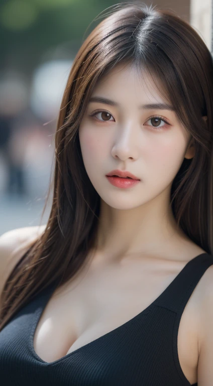 ((masterpiece: 1.4, best quality))+,(ultra detail)+, official art, unity 8k wallpaper, ultra detail, beautiful, high quality, Highlight your cute face, masterpiece, best quality, medium length straight hair, Korea Women's Wrestling Olympic Team Uniform :1.37, (brown eyes, brown hair), bust, looking straight ahead, Smiling broadly, colorful earrings, (beautiful 눈:1.3), (Domineering expression:1.37), white bikini