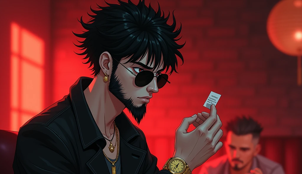 { "prompt": "A powerful thumbnail in the mangá style. The image should be black and white, with the elements clear and visible, with the highlighted elements in color. Show a luxurious person, with a gold necklace and watch, a hand holding a smartphone with several like icons bouncing on the screen, as if seeking likes and validation. The person's face or expression showing obsession or despair in the background, a luxury car and women.” "settings": { "style": "mangá", "lighting": "high contrast", "detail_level": "high", "color_scheme": "black and white with bright color focal point", "emphasis": "social media icons and the person's expression", "size": "1280x720" } }