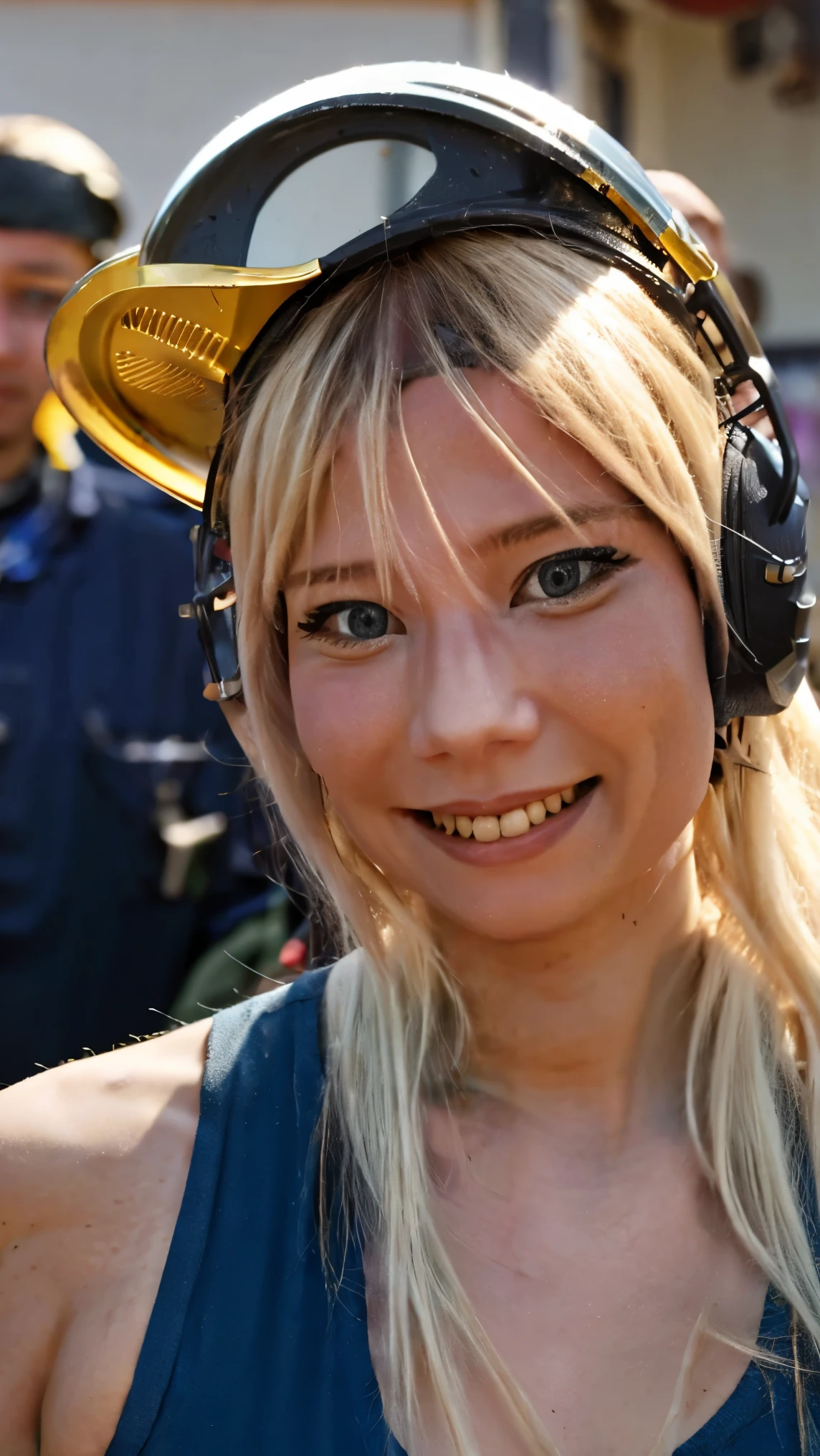  Baghera Jones, ,  blond hair , , not,  , in a game event scene, helmet, bon travailarisu