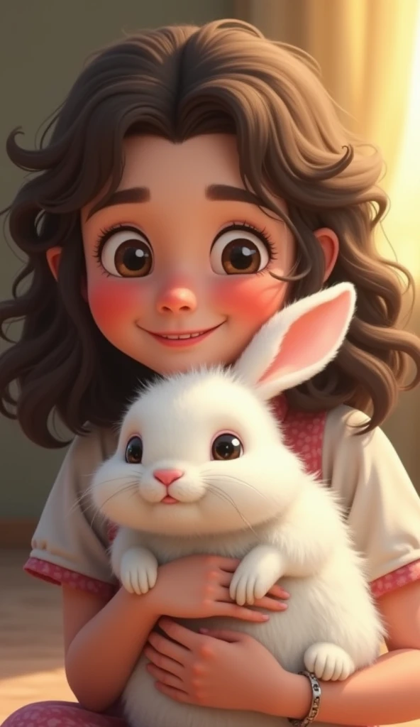 cute girl, beautiful girl, adorable girl, stuffed bunny, white stuffed bunny, soft stuffed bunny, girl hugging stuffed bunny, girl cuddling stuffed bunny, girl holding stuffed bunny, cute expression, happy expression, warm lighting, natural light, soft colors, pastel colors, cinematic lighting, photorealistic, highly detailed, masterpiece, 8k, cinematic quality, portrait shot