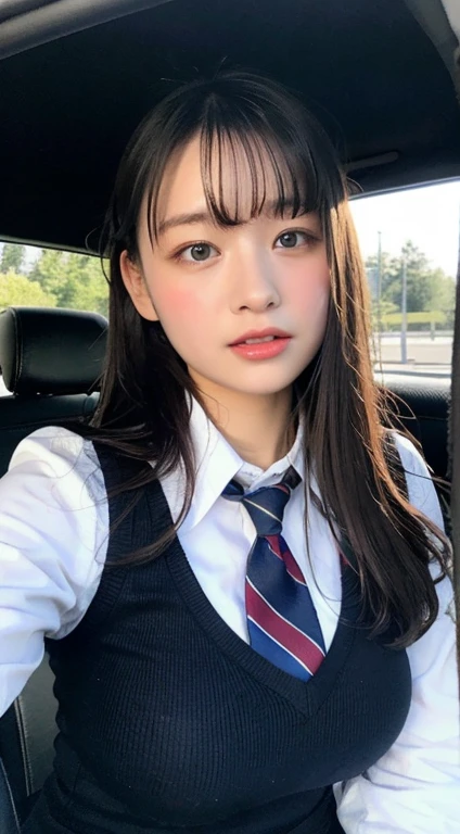 Inside the car、、Big Breasts,Junior high school students、uniform