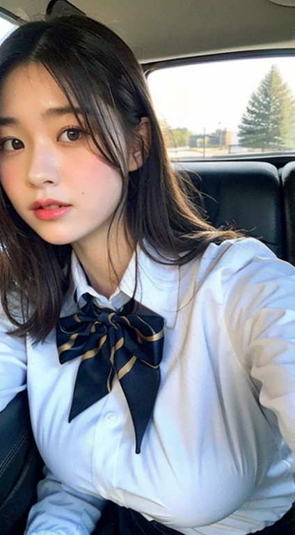 Inside the car、、Big Breasts,Junior high school students、uniform