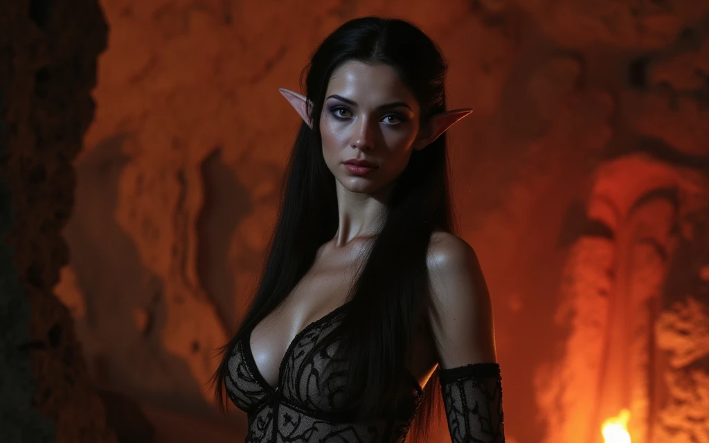 In the depths of the underworld, amidst the flickering flames and swirling shadows, there exists a creature of both beauty and terror. Her name is Lilith, a name whispered in fear and reverence by those who dare to speak of her. At twenty years of age, she possesses an otherworldly allure that captivates all who behold her, yet her appearance belies the darkness that lurks within.
Lilith's most striking feature is her lustrous white hair, cascading down her slender frame like a silken waterfall. Each strand seems to shimmer with an ethereal glow, reflecting the light of the infernal realm in which she resides. Her hair, soft to the touch yet as cold as the grave, serves as a stark contrast to her porcelain skin, which is as pale as moonlight and seemingly untouched by the passage of time.
But it is not only her hair that sets Lilith apart; her eyes, the color of freshly spilled blood, burn with an intensity that pierces the very soul of those who meet her gaze. They are windows to the depths of her being, revealing a darkness that is both alluring and terrifying in its intensity. Within those crimson orbs lies a hunger, a thirst for power and dominion that knows no bounds.
Yet despite her fearsome appearance, Lilith possesses a careful tenderness, akin to that of a protective older sister. Beneath her stoic exterior lies a heart that beats with fierce loyalty and a desire to shield those she cares for from the horrors of the underworld. She is a guardian, watching over those who dwell within the shadows with a fierce determination born of love and duty.
But alongside her protective nature, Lilith is also moody and unpredictable, her emotions shifting like the tides of the Styx. One moment she may be the picture of serenity, her smile a beacon of warmth and reassurance in the darkness, and the next she may be consumed by a storm of rage and sorrow, her eyes flashing with an otherworldly fury that strikes fear into the hearts of even the bravest souls.
Despite he