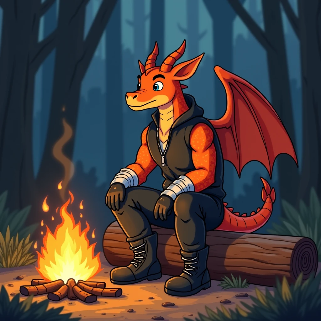 (((by fluff-kevlar, by Zackary911, by Kenket, by Kilinah))), solo male ((Kobold)), (detailed Kobold)) wearing a long wizard robe, muscular toned, Kobold horns, Kobold tail, messy hair, thigh highs, shirtless, front view, looking at the observer with an embarrassed smile, blush, perspective, finely detailed paws, punk style, adventure backpack,